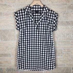 J. Crew Black & White Gingham Plaid Tunic Popover